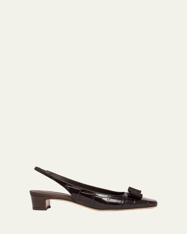 Rivada Embossed Bow Slingback Pumps